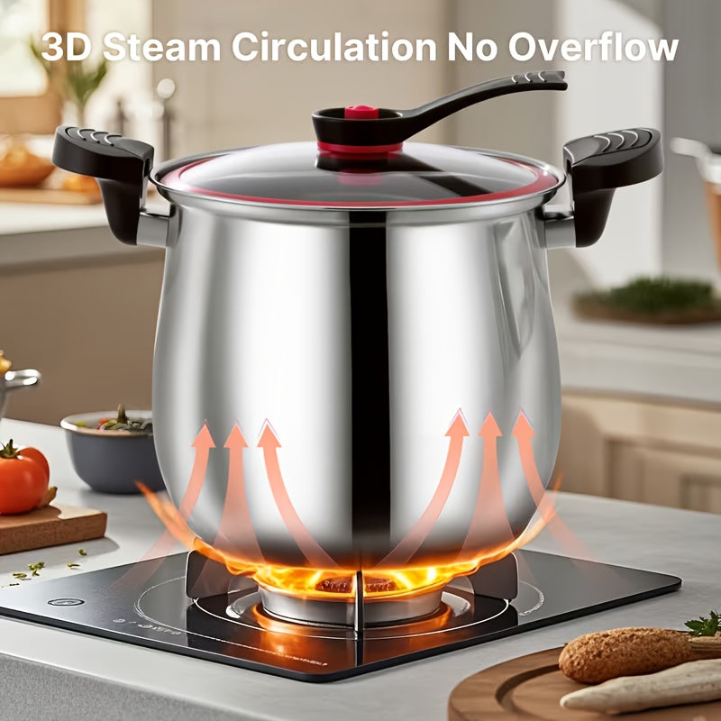 [Stainless Steel Quick Cooking Pot] Quick Saucepan Non-Stick Stainless Steel Quick Cooking Pot - Food Grade, 2pcs Pot And Lid, Large Capacity Stew And Soup Pot with Secure Lid, Compatible with Induction And Gas Stoves