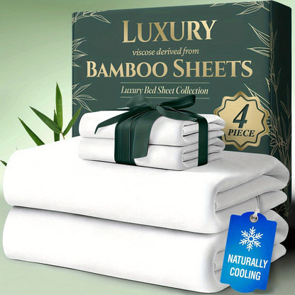 Cooling Bed Sheet Sets- Luxurious & Ultra-Soft for Kids Cooling Sheets for Hot Sleepers - Comfortable & Cool, Bamboo Blend Sheets Twin/Full/Queen/King Size/Deep Pockets