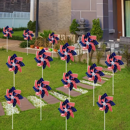 4th of July Pinwheels Decorations Red White Blue - Patriotic Stars Stripes Pinwheel Garden Decor for Independence Day Party, Yard Lawn Outdoor Decor, Party Favors - 20 30 40 Pack