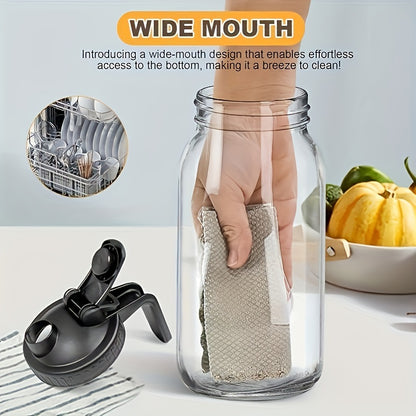 2/3 pcs 64oz Mason Jars with Lid, Glass Pitcher Double Leak Proof with Pour Spout Handle, 2 Quart Wide Mouth Breast Milk Pitcher for Fridge, Creamer Container for Coffee, Sun Tea