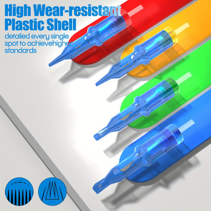 POSEIDON V3 Tattoo Cartridge Needles 50pcs Mixed Size Steriled Needles with Membrane Safety Cartridges-1203RL, 1205RL, 1207RL, 1209RL, 1207RM, 1209RM, 1205RS, 1207RS, 1209RS, 1207M1