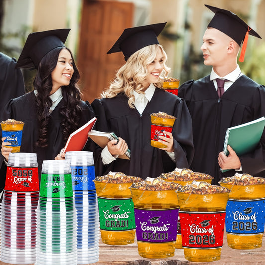 100pcs Graduation Cups Class Of 2026 Disposable Graduation Plastic Cups, 2026 Graduation Party Cups For Congrats Grad, Class Of 2026 Celebration Party Supplies Tableware