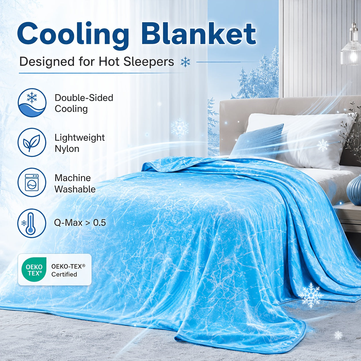 Cooling Blanket For Hot Sleepers, Summer Lightweight Breathable Cooling Throw Blanket Double-Sided Soft Blanket For Bed Couch Sofa, Night Sweats & Hot Flashes Relief