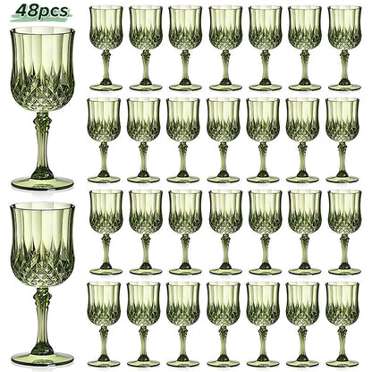 48pcs Vintage Wedding Glasses - 7oz/210ml Shockproof Crystal Champagne Glasses, Elegant Cutlery, Stackable, Glasses, Party Glasses, Classic Stem Glasses, Reusable, Suitable for Weddings, Parties, Everyday Events, Christmas, Halloween