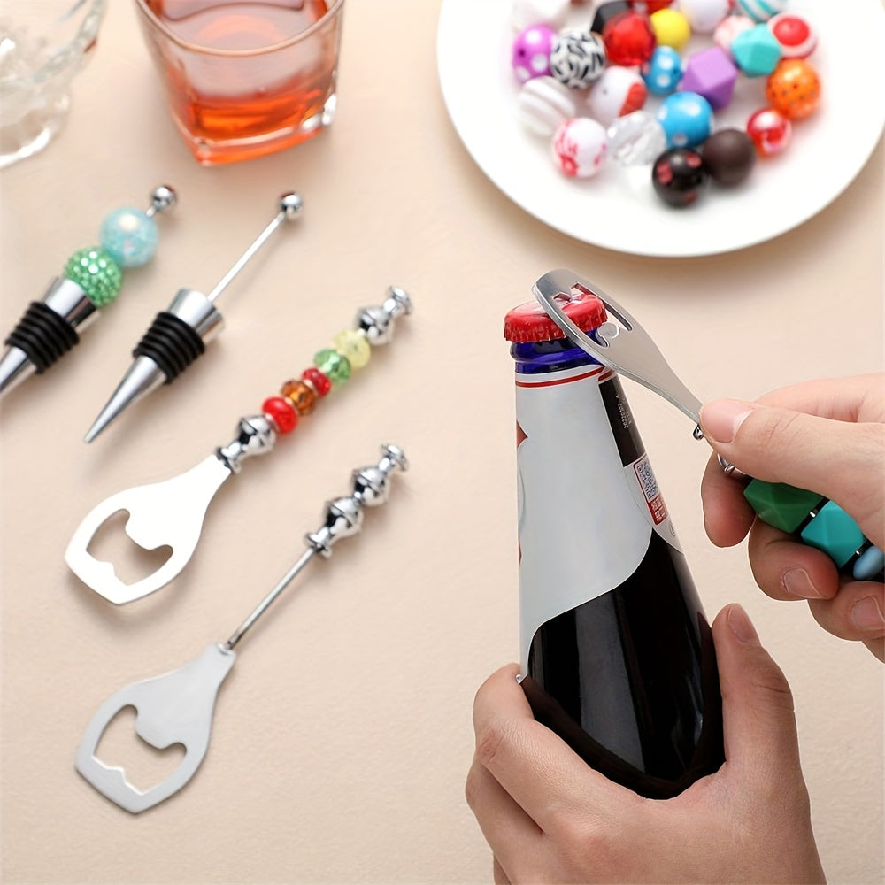 20pcs/10pcs Beadable Beer Bottle Opener Beaded Wine Stopper Bulk Set Decorative Beaded Wine Bottle Stopper Reusable Bottle Opener Suitable for Bar, Beer Festival Party, DIY Gift for Wedding, Father's Day, Best Friends, Anniversary. Independence Day