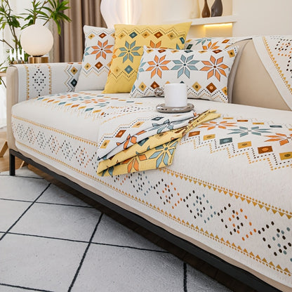 1pc of Bohemian-Style Sofa Mat Suitable for Any Season, Featuring a Easy And Modern Design, Pet-Friendly Materials, And Resistance to Slipping And Scratching, Serving As a Protective Cover for Home Decor