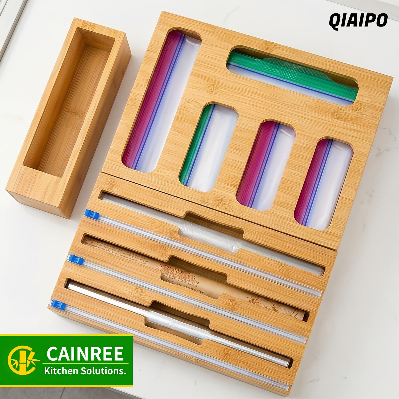 1pc 9-IN 1 Sealer Bag Organizer Box, Kitchen Drawer Organizer, Foil And Plastic Wrap Organizer, Compatible With Sandwich, Snack Variety Size Bags, Easy To Use And Clean, It'S A Great Choice For The Kitchen.