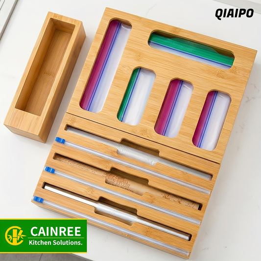 1pc 9-IN 1 Sealer Bag Organizer Box, Kitchen Drawer Organizer, Foil And Plastic Wrap Organizer, Compatible With Sandwich, Snack Variety Size Bags, Easy To Use And Clean, It'S A Great Choice For The Kitchen.