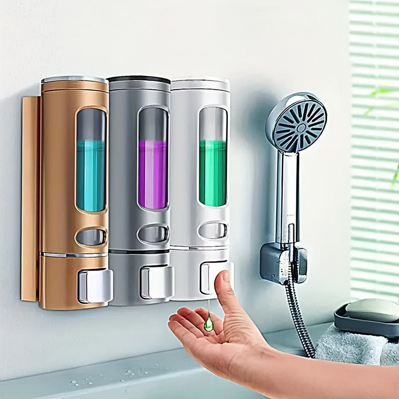 Wall-Mounted Large Capacity Soap Dispenser, 13, 53oz - Manual Press, No-Drill Installation, Plastic - Ideal for Shower Gel, Shampoo & Liquid Cosmetics - Home & Bathroom Organization|Modern Dispenser|Wallmounted Dispense