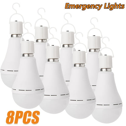 Rechargeable Emergency LED Bulb IP54 Waterproof 2000mAh 60W Equivalent 6000K with Hook – E27 E26 Universal Base Wireless Portable Auto-On for Home Office Camping Outdoor Power Outage, 4 8 10 12 Pack