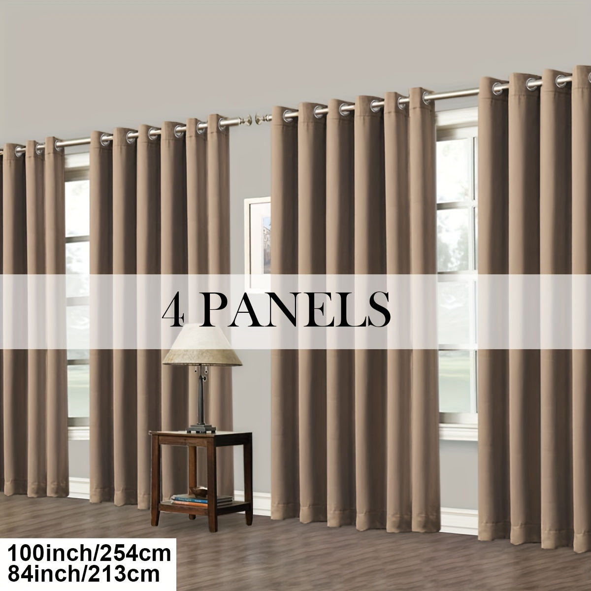 4 Panels Blackout Curtains Grommet Room Darkening Sun Blocked Curtains for Living Room, Bedroom, Set of 4 Panels