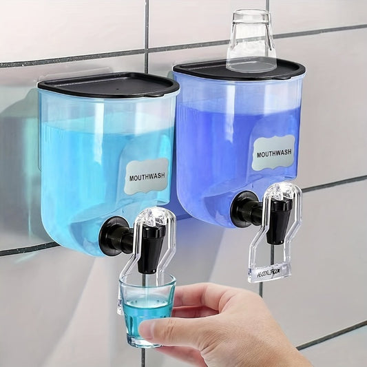 2 Durable Wall-Mounted Mouthwash Dispenser, 21 Oz Plastic Container, No Electricity Required, Bathroom Organization And Storage Additions