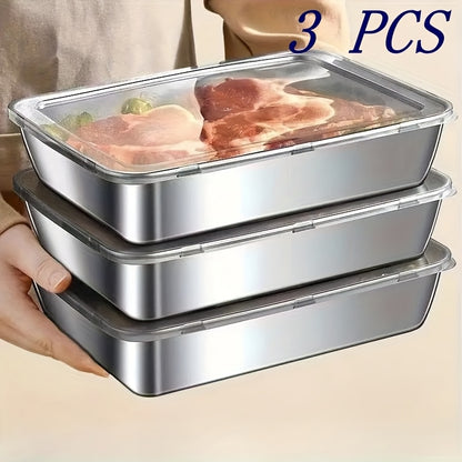 9/6/3pcs 2026 Stainless Steel Food Storage Container Set - Kitchen Organizer, Meal Prep, Camping And Picnic Essential, Easy-Clean Stackable, Fridge And Freezer Safe, Airtight Kitchen Containers for Fruits, Meats, Vegetables