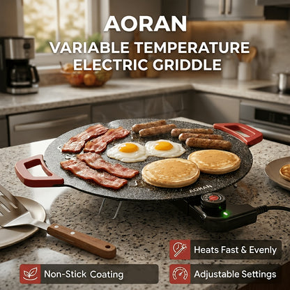 Multi-functional Electric Griddle: Non-stick, Adjustable Temp, Available In 14.17inch/15.75inch. Versatile for Pancakes, Crepes, Pizza, BBQ. Fast Heating, Easy Clean. Perfect for Breakfast, Dinner, Family Gatherings. Compact & Portable. Ideal Holiday