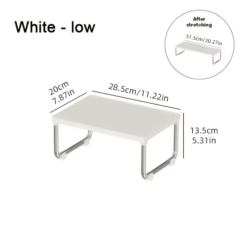 Expandable Multi-Tier Desktop Organizer - Durable PP & Stainless Steel Storage Box with Transparent Lid for Kitchen, Bathroom, Cosmetics - Space-Saving Countertop Organizer, Kitchen Storage Cabinet, Sleek Design, Easygrip Handles