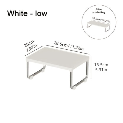 Expandable Multi-Tier Desktop Organizer - Durable PP & Stainless Steel Storage Box with Transparent Lid for Kitchen, Bathroom, Cosmetics - Space-Saving Countertop Organizer, Kitchen Storage Cabinet, Sleek Design, Easygrip Handles