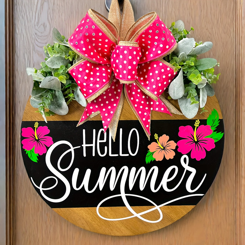 Hello Summer Door Hanger Front Door Decor Spring Door Hanger Summer Door Hanger Spring Wreath Summer Wreath All Season Wreath