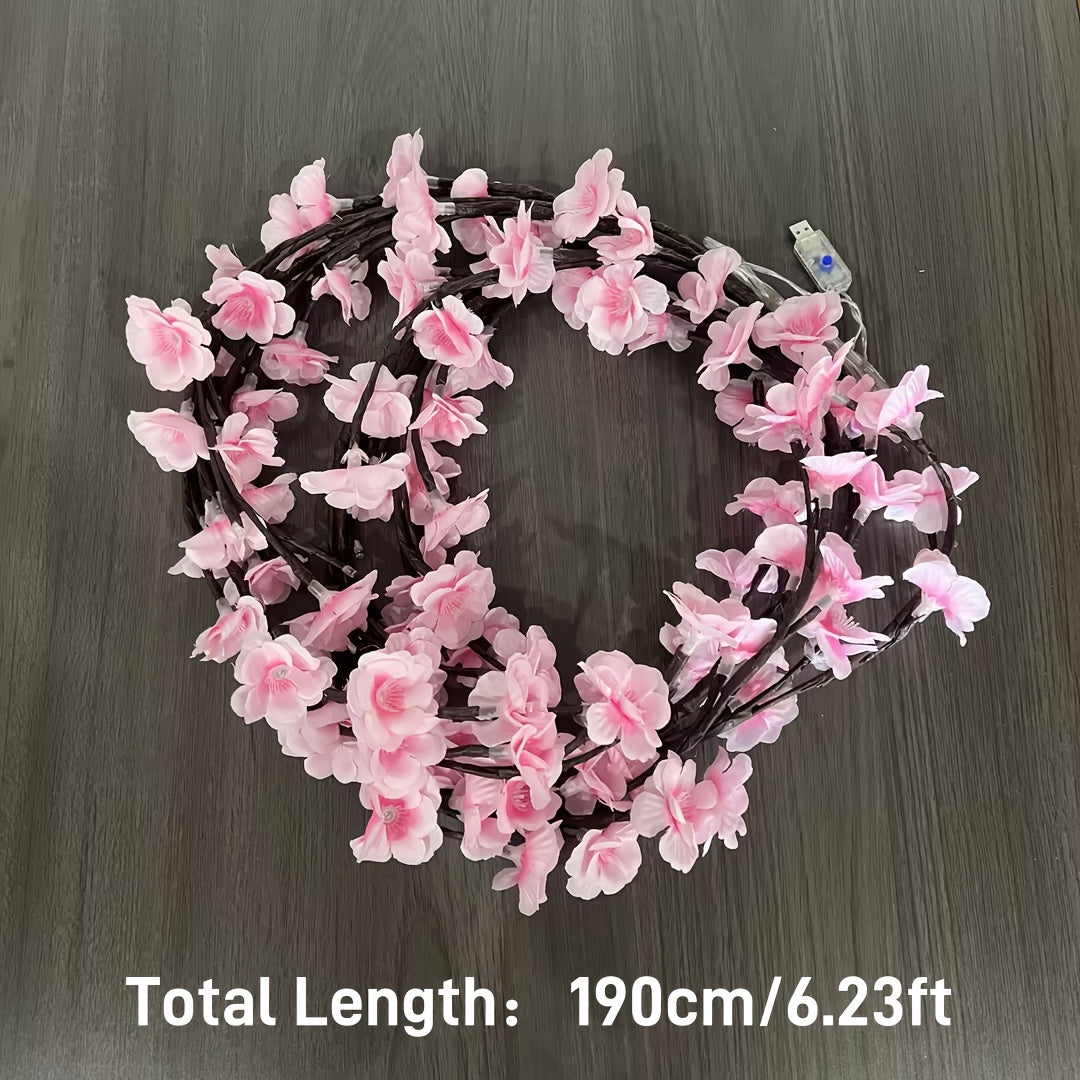 96/144LED Cherry Blossom Chandelier Rattan Light, USB Powered, 8 Modes, Outdoor Decoration for New Year'S Day, Valentine'S Day, Easter, Thanksgiving And Other Holiday Party Decorations