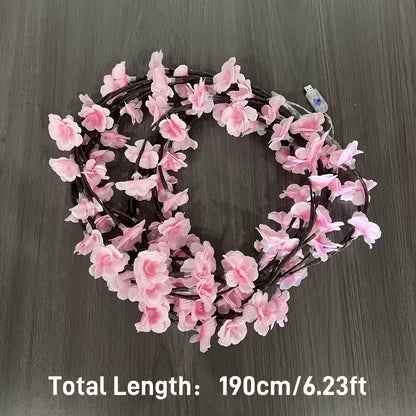 96/144LED Cherry Blossom Chandelier Rattan Light, USB Powered, 8 Modes, Outdoor Decoration for New Year'S Day, Valentine'S Day, Easter, Thanksgiving And Other Holiday Party Decorations