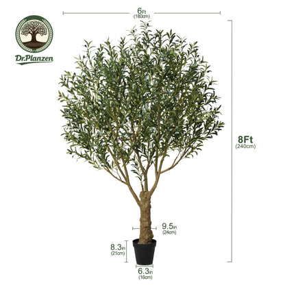 5/6/7/8ft Artificial Olive Tree, Faux Olive Plant with Black Planter, 39/49/54/62 Branches & 1390/2055/2871/4007 Silk Leaves, Perfect for Indoor Home Office Decor, Living Room, Bedroom, And Gift Ideas