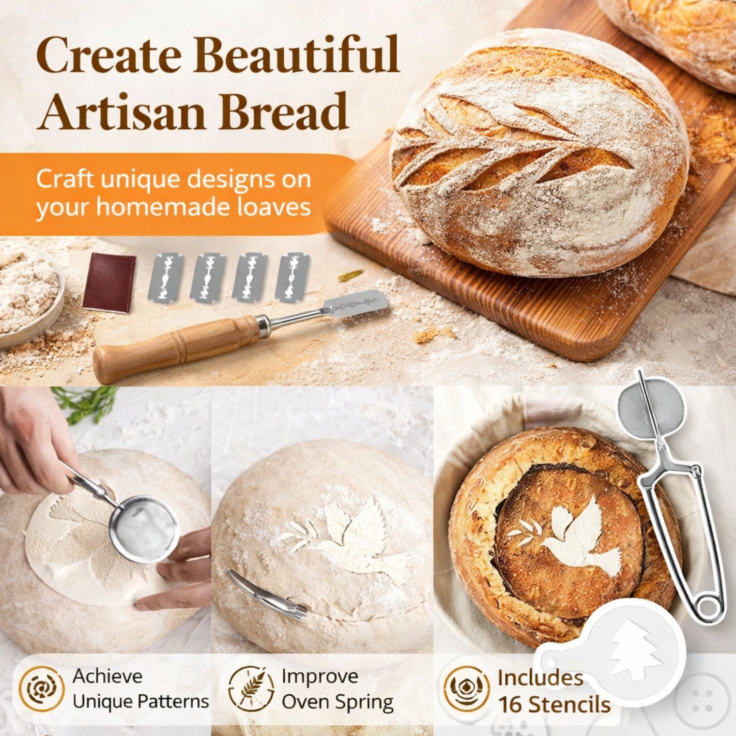 Sourdough Bread Baking Supplies Kit - Danish Dough Whisk, Bread Lame, Proofing Baskets 10 inch Round & 9 Oval, Dough Scrapers, Cooking Brush, Basket Liners Complete Sourdough Starter Bread Making Set