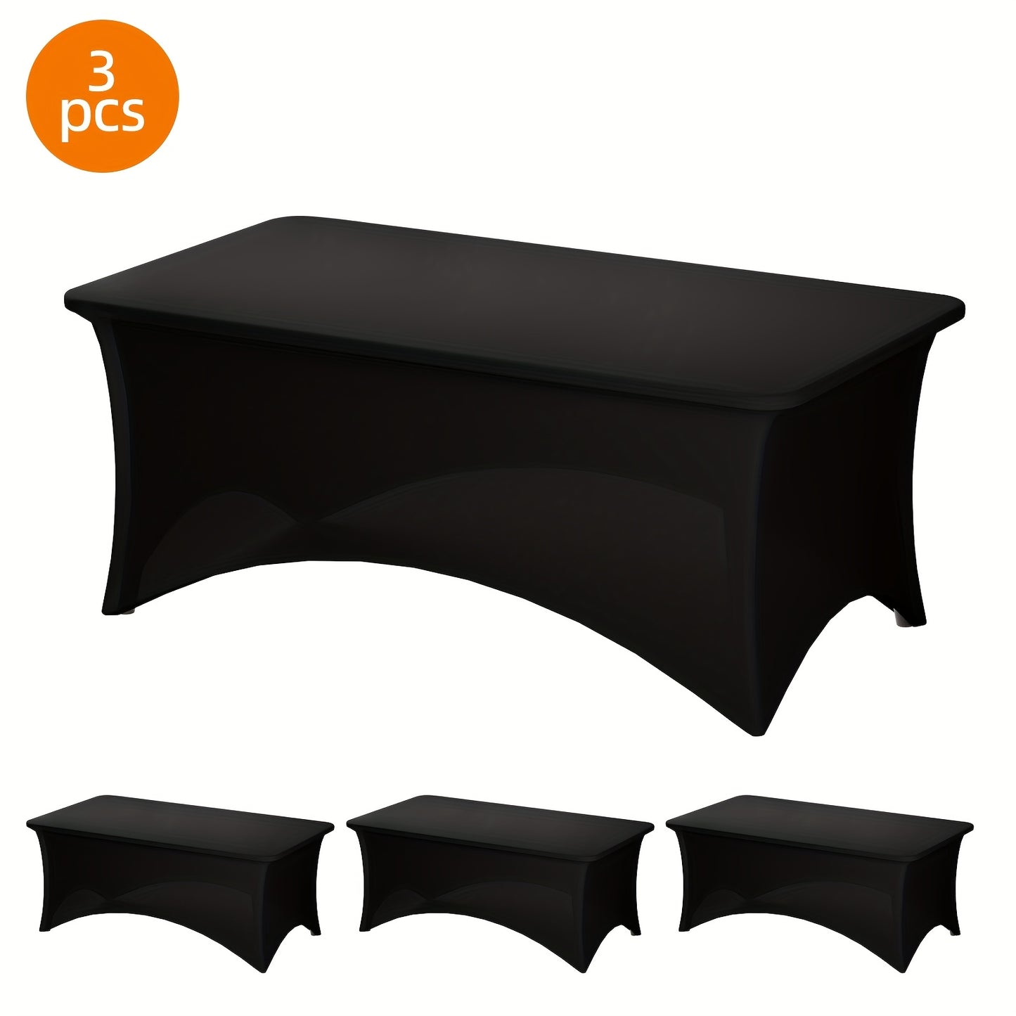 TOMNK 2pcs/ 3pcs Spandex Stretch Tablecloths Rectangular 4ft 6ft 8ft Fitted Table Covers Black White Wrinkle Resistant Table Cloths for Wedding Banquet Trade Shows Bridal Shower Graduation Party Mother's Day Decoration