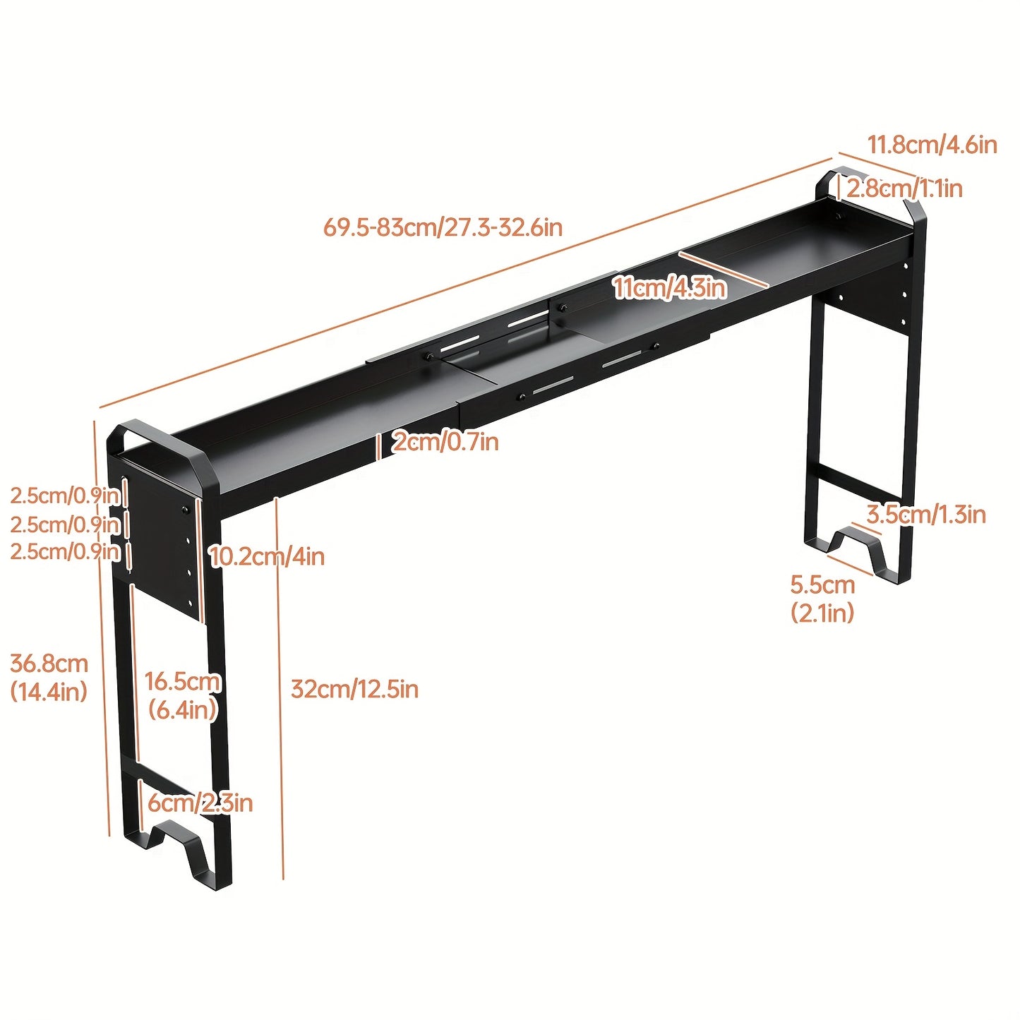 Stove Shelf Spice Rack Organizer – Expandable Adjustable Height Kitchen Storage Rack for Back of Stove, Over Sink, Counter Top Organization