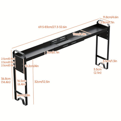 Stove Shelf Spice Rack Organizer – Expandable Adjustable Height Kitchen Storage Rack for Back of Stove, Over Sink, Counter Top Organization