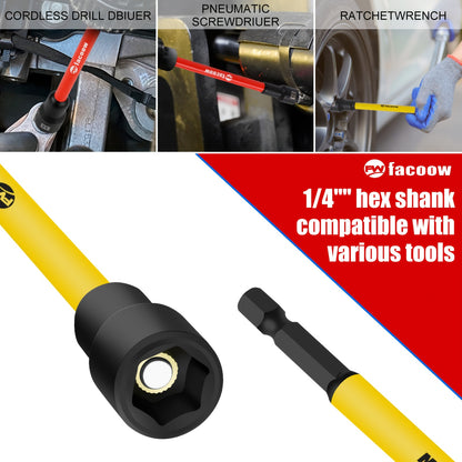 Magnetic Nut Driver Set 19PCS – SAE & Metric | 1/4" Hex Shank 6" Long | PH1 & PH2 for Impact Drills | Magnetic Socket Set with Sturdy Tool Case | Professional & DIY Projects