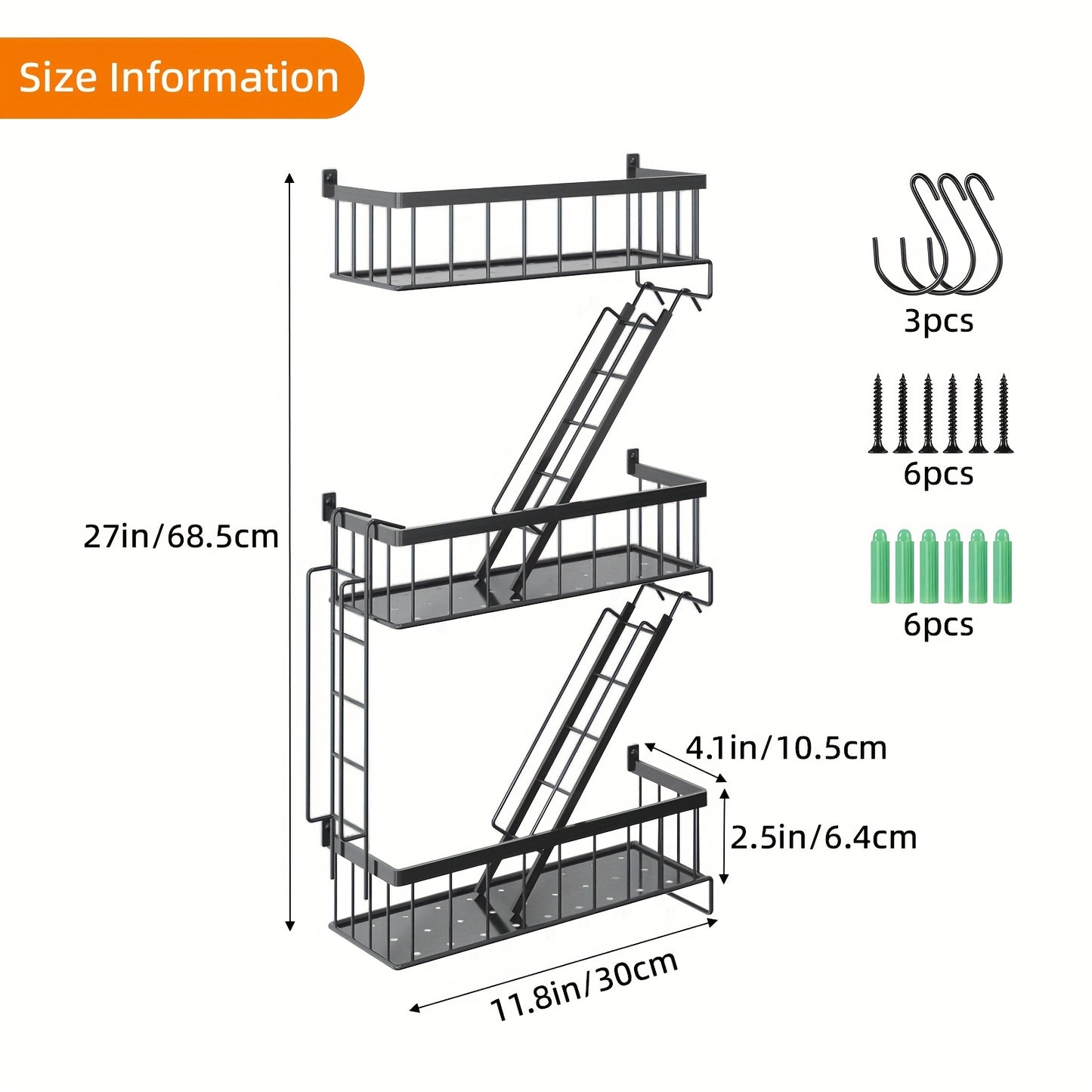 TOMNK Fire Escape Wall Shelf - Decorative Ladder Shelf, Wall Art Floating Shelf Black Metal Shelves For Bedroom, Home Office Storage And Display (3-Tier), Room Decor, Bathroom Decor, Floating Shelves