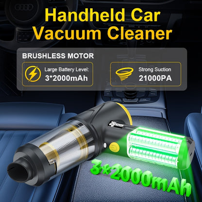 Car Vacuum Cordless 21000Pa Powerful Handheld Wireless 6000mAh USB Rechargeable with Attachments for Car Home Office Pet Hair Deep Cleaning