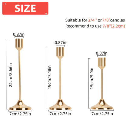 12pcs Elegant Metal Candle Holders - Modern Tapered Design with Polished Golden Finish, Versatile Tabletop Decor for Christmas, Halloween, Weddings, Anniversaries, Home & Hotel Centerpieces (Candles Not Included), Festive Decoration, Sleek Style, Durable