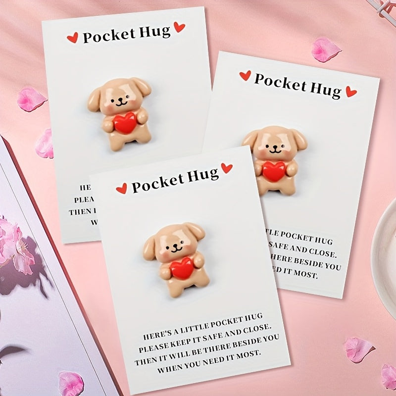 20/40pcs Of Cute Heart Dog Pocket Hug Cards, Emotional Support Pocket Cards, with Resin And Card Paper, Suitable for Family, Friends And Lovers, Mini Decorative Gifts, Perfect for Christmas, Valentine's Day, Home And Kitchen Party Gifts, Birthday.