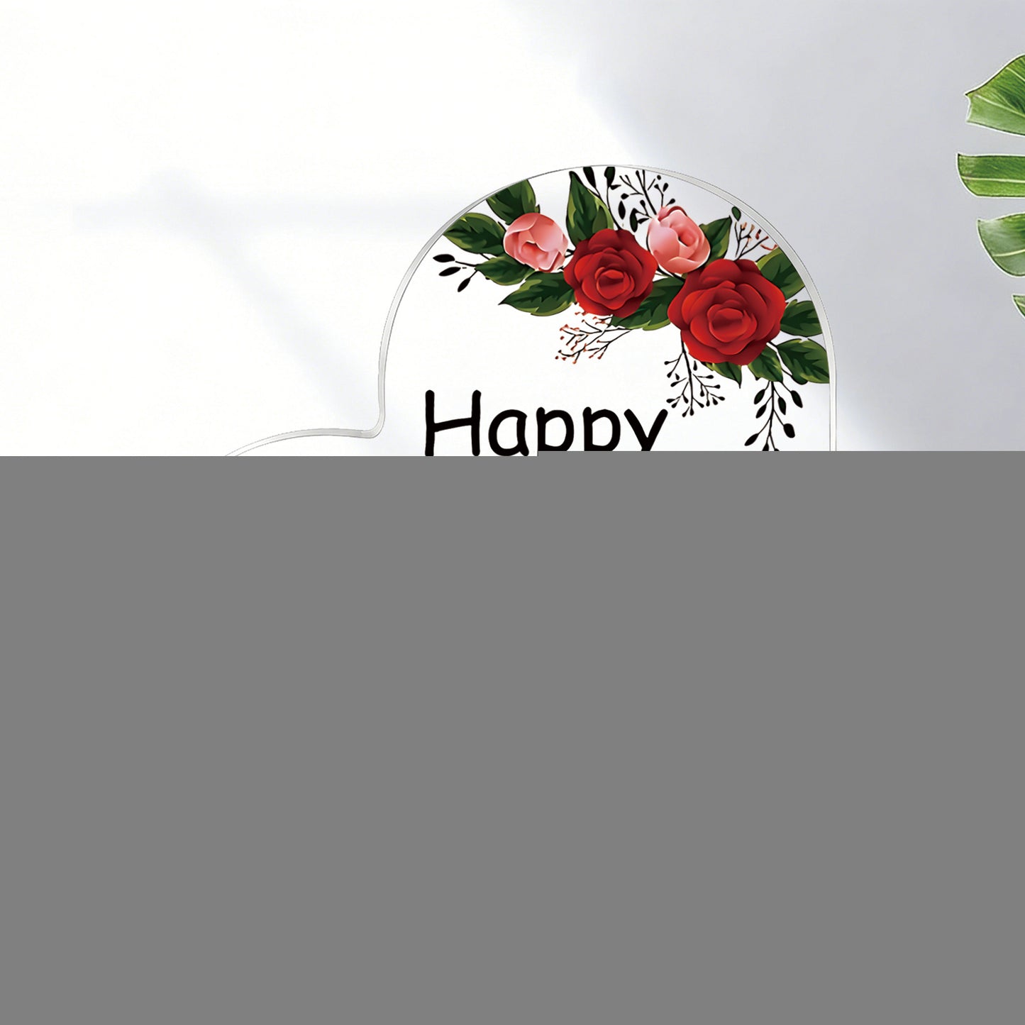 2D Flat, 1pc Floral Happy Mother'S Day Heart-Shaped Acrylic Sign with Wooden Base, Heartwarming Flower Decor for Mom, Perfect Gift for Mother'S Day Celebration, Desktop Ornament for Home Living Room Bedroom