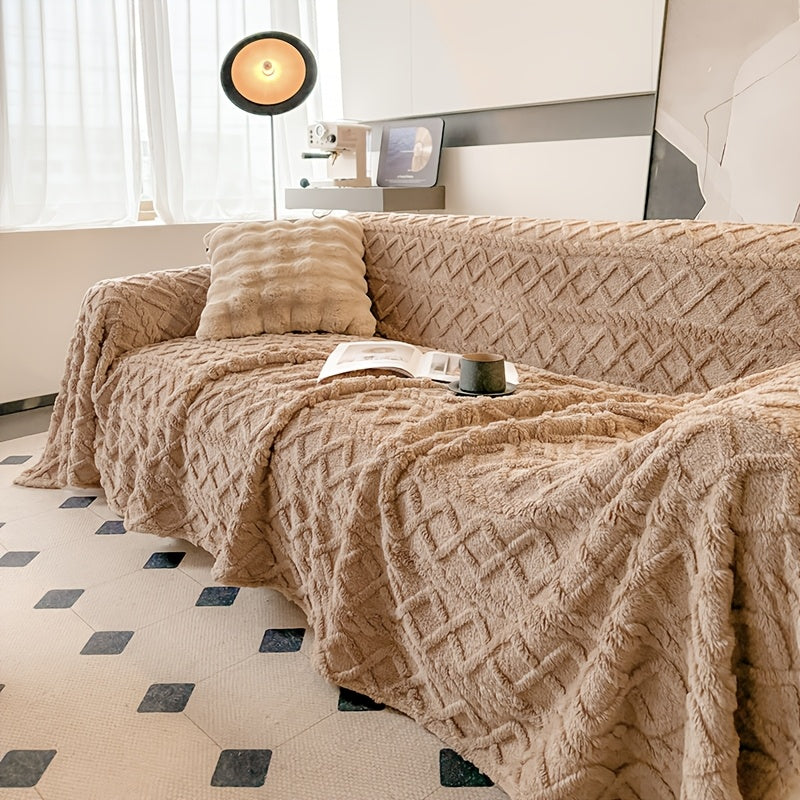 Sofa Cover, Sofa Slipcover, Soft Polyester Velvet Fabric, Suitable for 2-4 Seater Sofas, Non-Slip Washable Sofa Cover, Pet-Friendly, Bohemian Modern Jacquard Couple Tatami Cover for Bedroom Sofa
