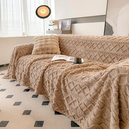 Sofa Cover, Sofa Slipcover, Soft Polyester Velvet Fabric, Suitable for 2-4 Seater Sofas, Non-Slip Washable Sofa Cover, Pet-Friendly, Bohemian Modern Jacquard Couple Tatami Cover for Bedroom Sofa