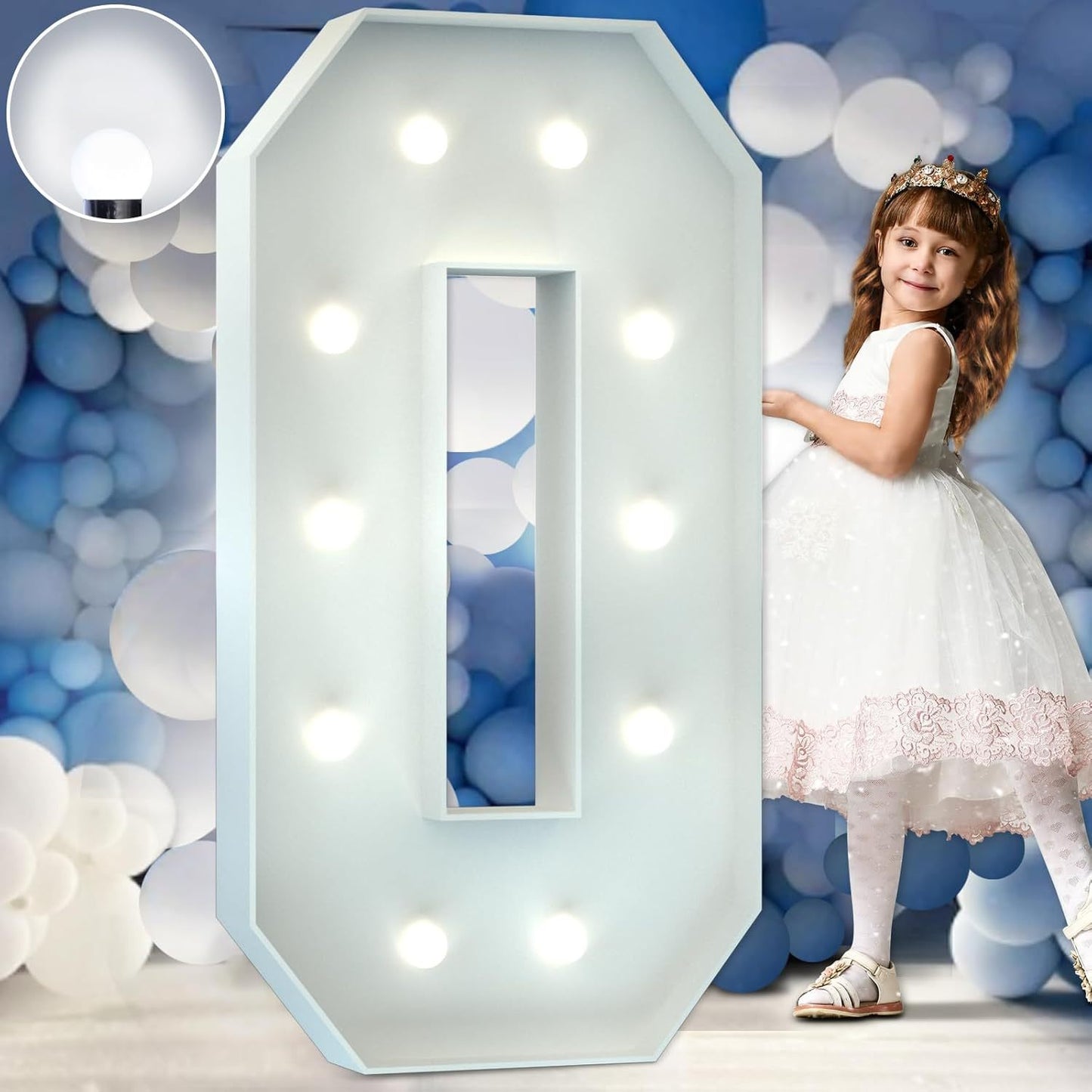 3/4ft LED Up Numbers Pre-Cut Frame Giant Marquee Numbers Mosaic Numbers for Balloons For party, birthday Decoration