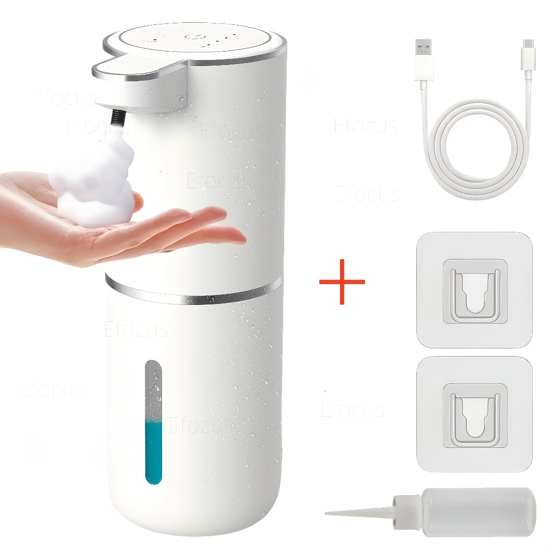 Touchless Foam Soap Dispenser - 13.53oz Automatic Soap Dispenser, USB Rechargeable, Wall-Mounted with 4 Adjustable Foam Levels for Kitchen And Bathroom Use