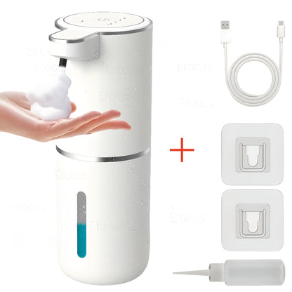 Touchless Foam Soap Dispenser - 13.53oz Automatic Soap Dispenser, USB Rechargeable, Wall-Mounted with 4 Adjustable Foam Levels for Kitchen And Bathroom Use