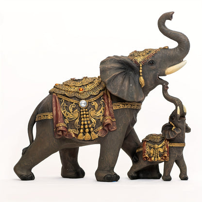 Mama And Baby Elephant Statue Figurines for Home Decor Trunk Facing Upwards Lucky Figurine for Home/Office Desk Decorations Good Luck Ornaments Statues Elephant Gifts Set for Women