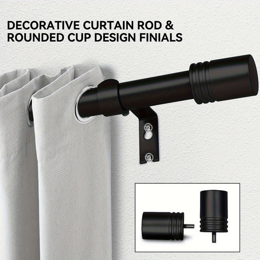 Adjustable Curtain Rods for Windows 1 Inch Diameter – Modern Decorative Drapery Rod with End Finials, 18"-45" to 36"-120" | Black, Brushed Nickel & Gold Finish