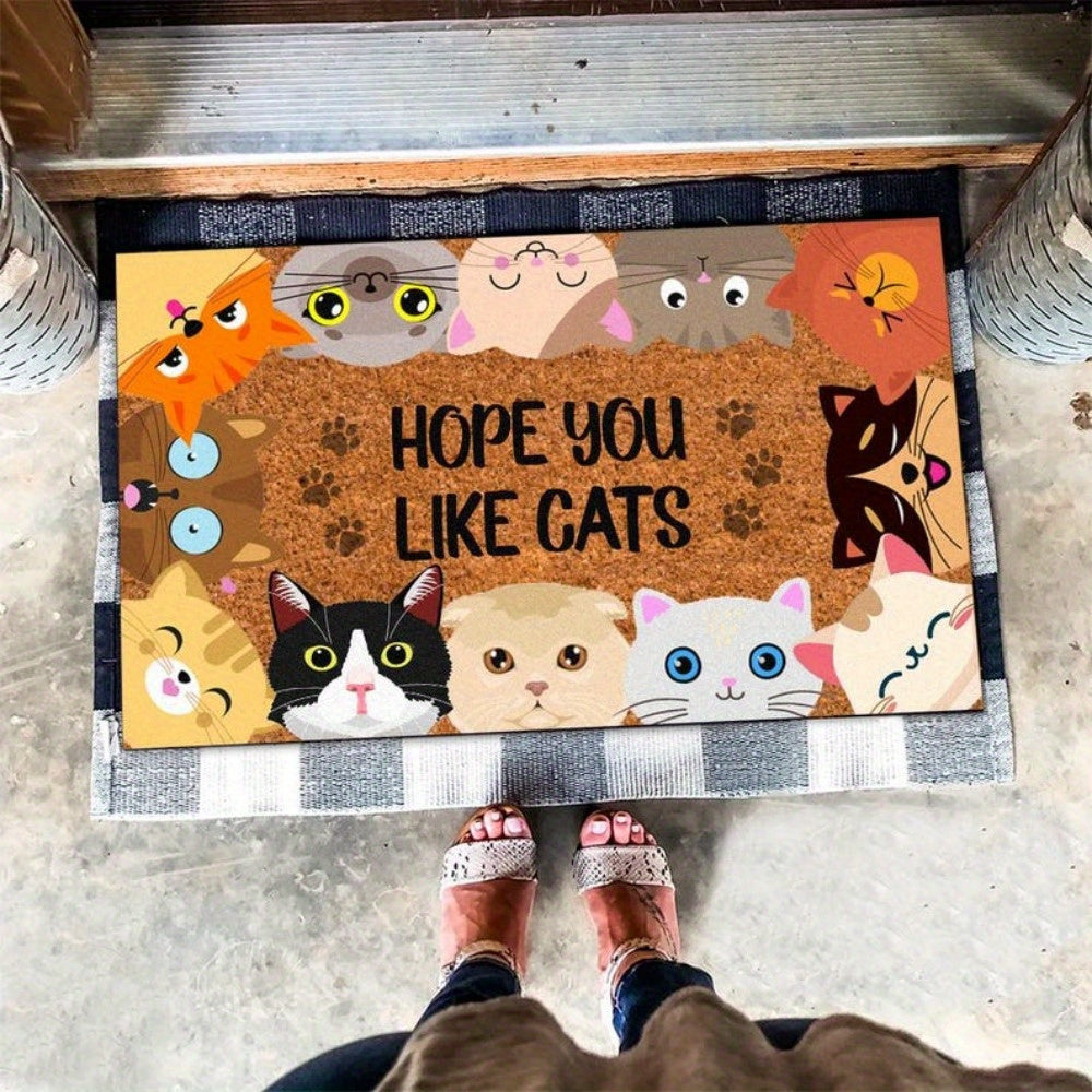Cat Paw Print Non-Slip Doormat Indoor Outdoor Entrance Bedroom Living Room Floor Mat Flannel Washable Carpet Home Decor Gift