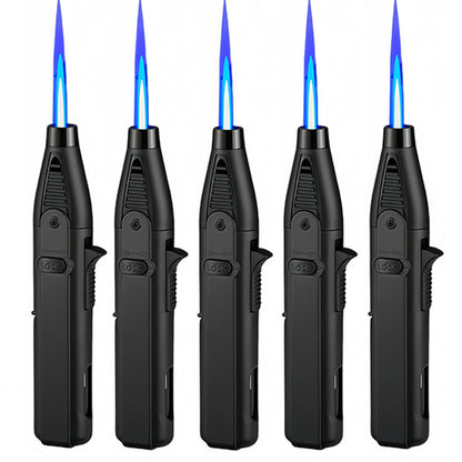 Windproof Torch Lighter 5 Pack Outdoor Butane Gas Lighter Set 1300 1800 Degree Blue Flame Safety Lock Gift Box Camping BBQ Candle Fireplace Butane Not Included