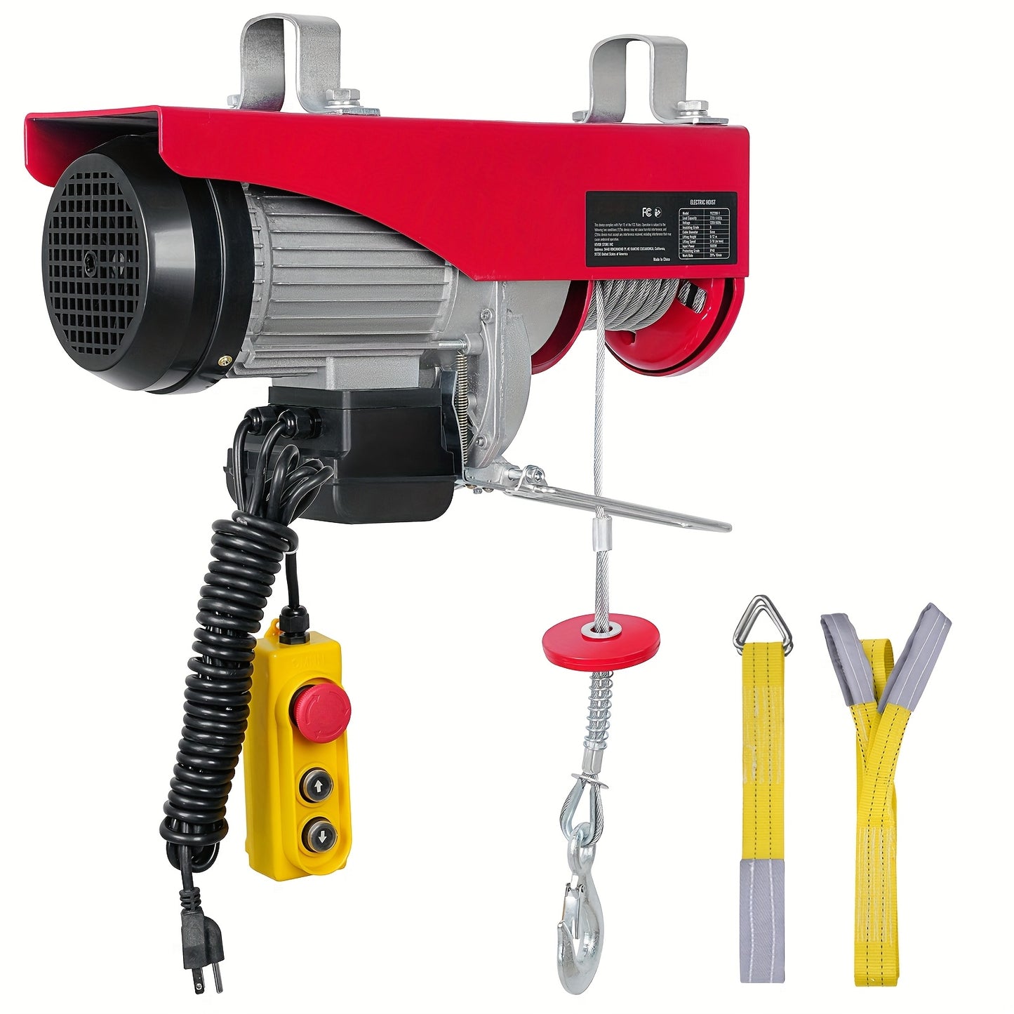 Happybuy Electric Hoist, 440 Lb Garage Hoist, 220 Lb (Single Rope) & 440 Lb (Dual Rope) With 5.25Ft. Corded Control, 120 Volt Electric Hoist Winch, 40 Ft. Single Cable Lift Height, Solid Copper Motor & Emergency Stop Switch