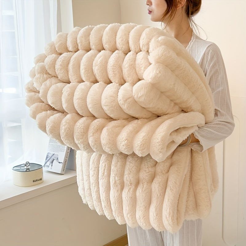 Opulent Imitation Rabbit Fur Blanket - Plush, Comfortable & Snug for Sofa, Bed, Workplace, And Journeys - Multi-Purpose Year-Round Gift, Holiday Present