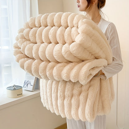 Opulent Imitation Rabbit Fur Blanket - Plush, Comfortable & Snug for Sofa, Bed, Workplace, And Journeys - Multi-Purpose Year-Round Gift, Holiday Present