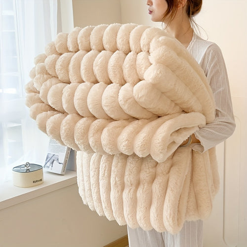Opulent Imitation Rabbit Fur Blanket - Plush, Comfortable & Snug for Sofa, Bed, Workplace, And Journeys - Multi-Purpose Year-Round Gift, Holiday Present