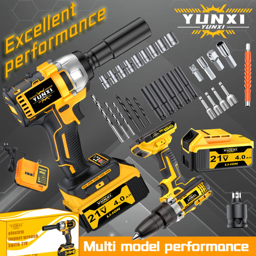 21V Brushless Electric Impact Wrench, Optional, Multifunctional Wrench, Can Tighten Screws, Cordless Lithium Drill, Lithium Battery Wrench, Quick Charger, Perfect for Home And Car Use, Holiday Gift, Ideal Gift for Men, Husbands, And Fathers