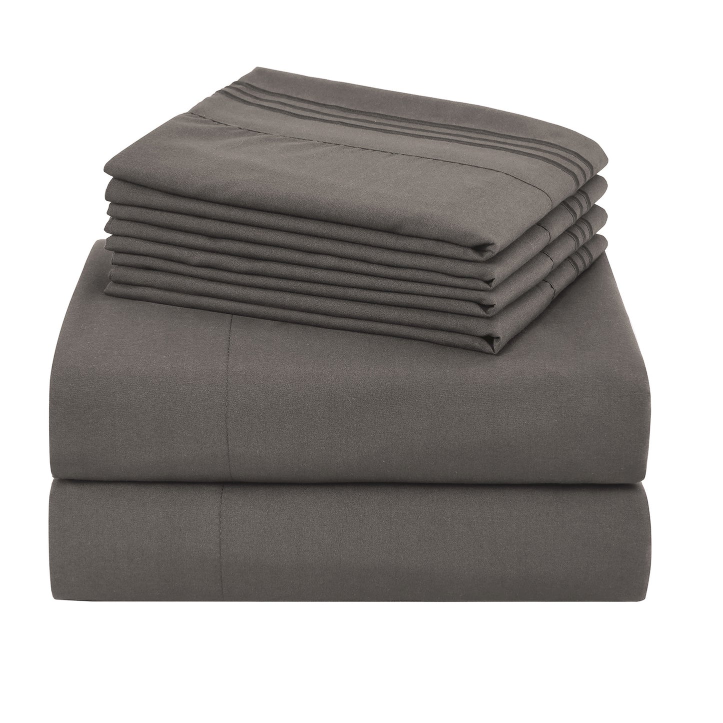 Hotel Grade 6 Piece Breathable Sheets Set 18" Deep Pockets - Easy Fit Twin Full Queen King Bed Sheets & Pillowcases, Microfiber, 100 GSM, All-Season Comfort, Machine Washable, Solid Color Bedding Accessories, Smooth Texture, Microfiber Fabric
