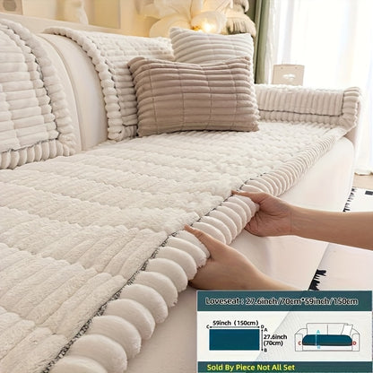 1pc Plush And Comfortable New Sofa Cushion, Washable, Easy to Install And Disassemble, Suitable for Home Protection Decorations Of Various Sofas | Wavy Edge Design | Soft And Sticky Velvet Texture